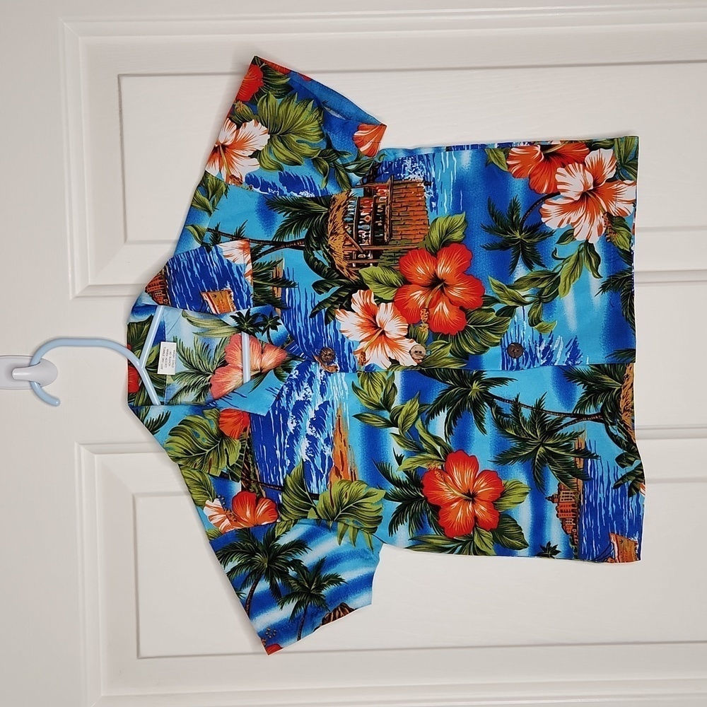 KOKO keiki Blue Hawaiian Print Shirt Size 2